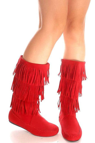 Red Fringe Boots
