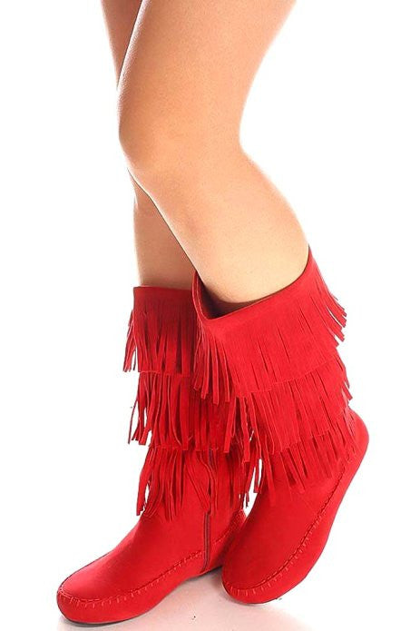 Red Fringe Boots