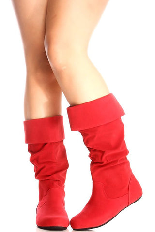 Red Flat boots