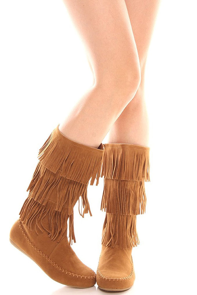 Tan Fringe Boots