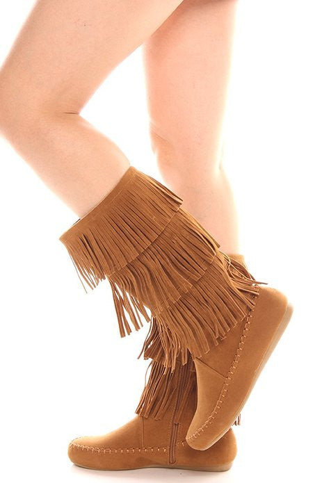 Tan Fringe Boots