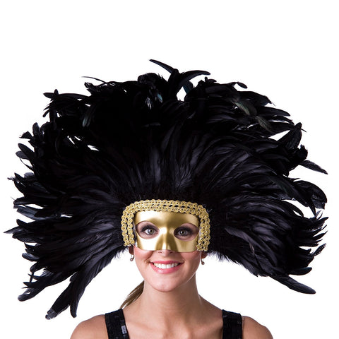 Feather headpiece with removable face mask