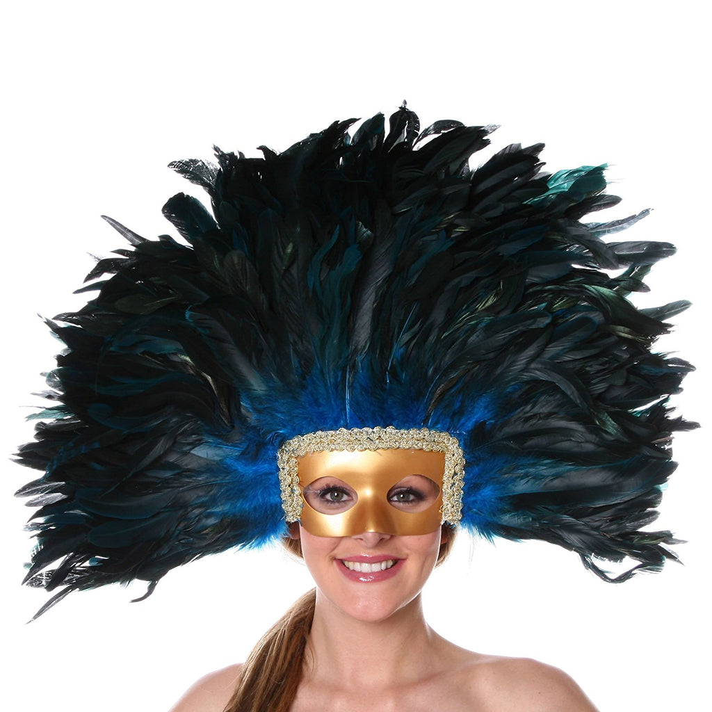 Feather headpiece with removable face mask