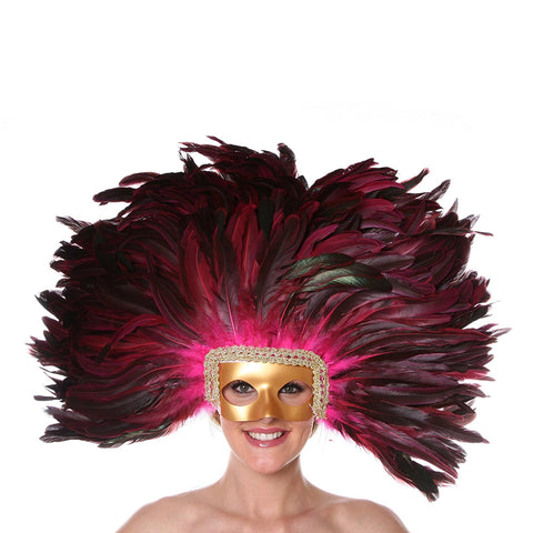 Feather headpiece with removable face mask